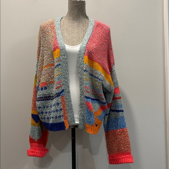 Sincerely Jules Oversized Knit Cardigan XL Multicolour Open Front - Picture 4 of 14